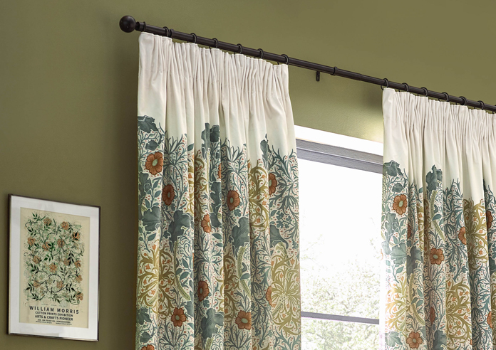 Seaweed Pencil Pleat, Stone/Sunflower - Ready Made Curtains - Image 9